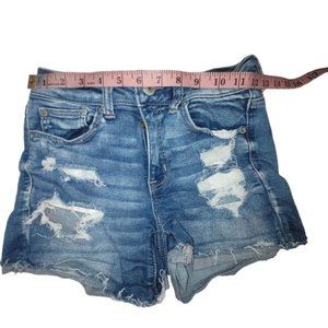 American Eagle Next Level Stretch Distressed Cut-Off Blue Jean Shorts Size 4